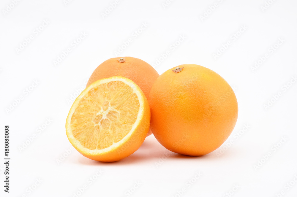 Orange on white background.Isolated.Slice. Orange on white background.Isolated.Slice.