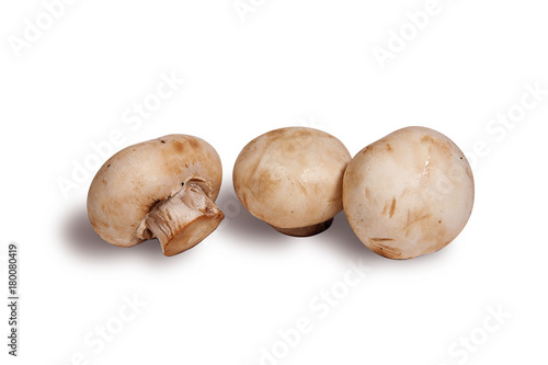 Three champignons on a white background