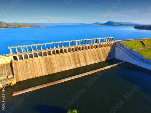 Aerial View of Hume Weir on Lake Hume at the Start of the Murray River  Albury  Australia