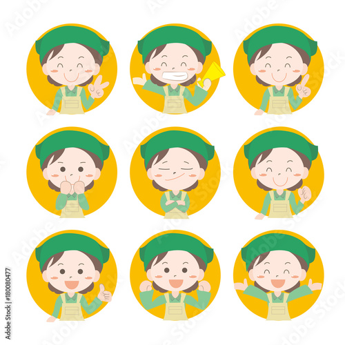 絵文字アイコン9セット・店員女性