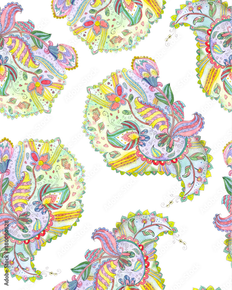 Fototapeta premium fancy seamless texture with abstract pattern. watercolor painting
