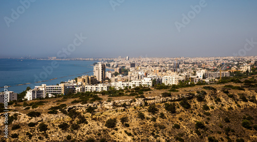 Limassol city view from Acropolis site on top of the hill near ancient Amathus city remains