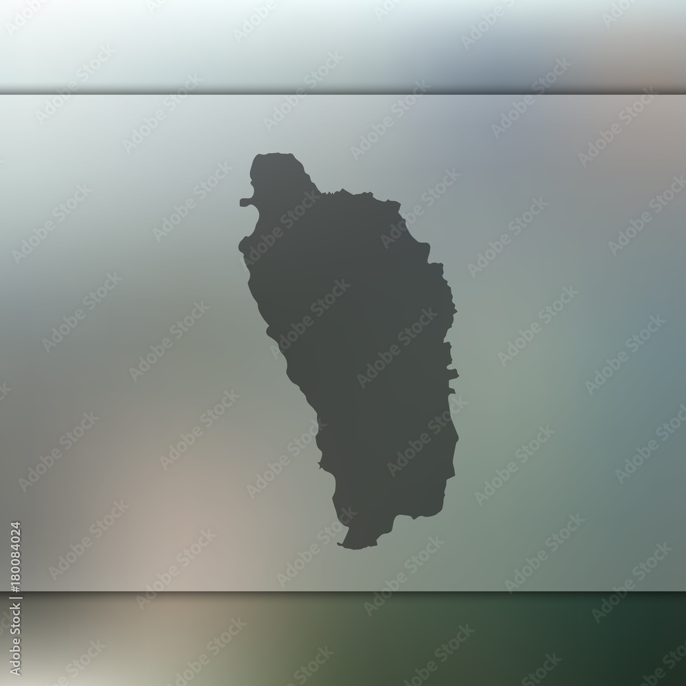 Dominica map. Blurred background with silhouette of Dominica map. Vector silhouette of Dominica map