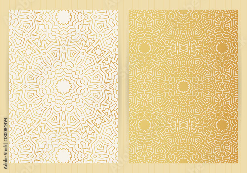 A4 size covers. Mandala round elements. Ethnic background. Japanese, arabic, islamic, eastern, oriental, musli style for restaurant menu, flyer, business card, brochure, book cover, banner.