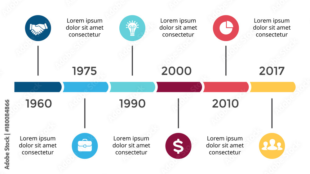 Naklejka premium Vector arrows circles timeline infographic, diagram chart, graph presentation. Business progress concept with 6 options, parts, steps, processes.