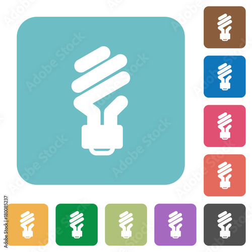 Energy saving fluorescent light bulb rounded square flat icons