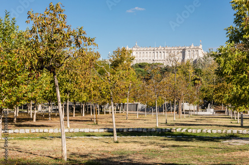 Royal Palace of Madrid seen from the other side of the Manzanares River