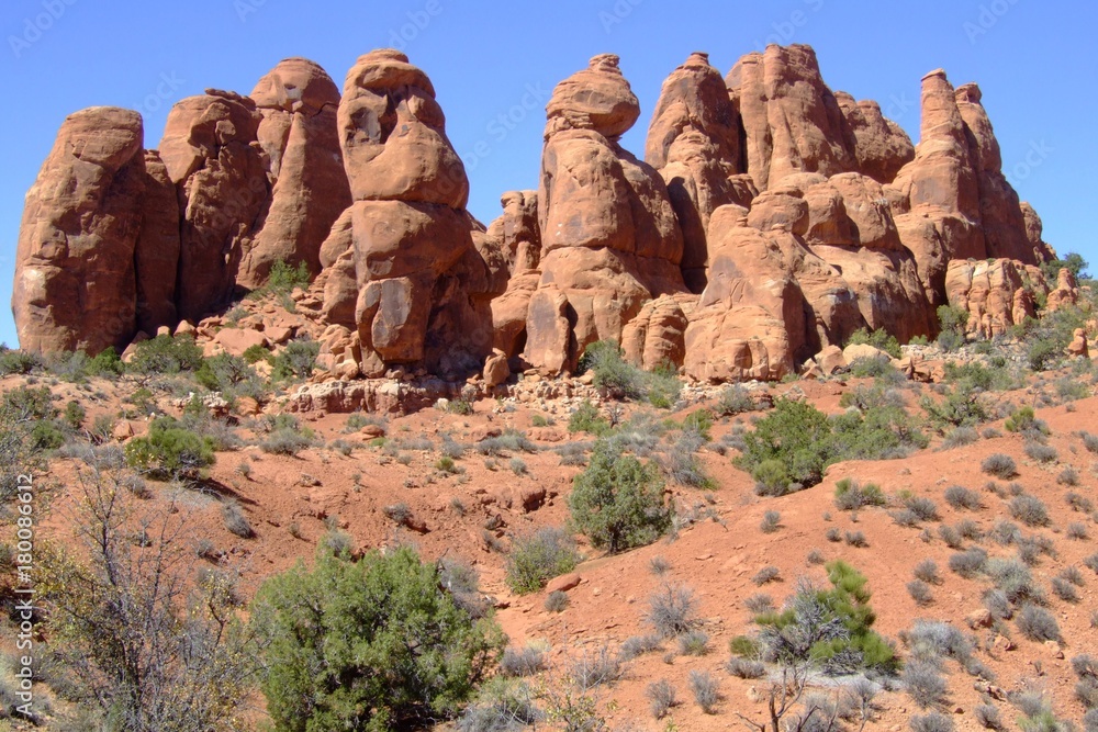 Fototapeta premium Red rock formations in Arches National Park