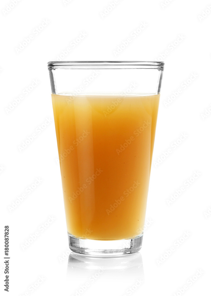 Glass with fresh apple juice on white background Glass with fresh apple juice on white background