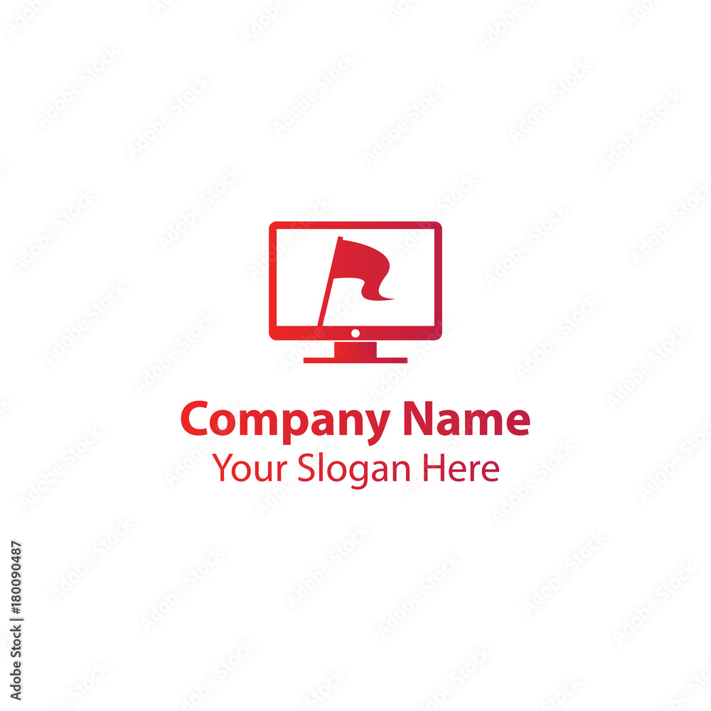 flag computer logo design flag computer logo design