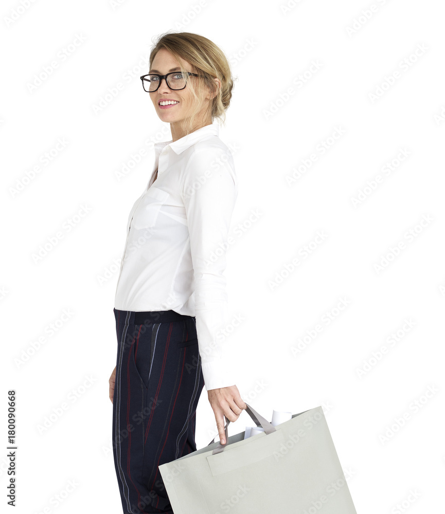 Businesswoman Design Blueprint Bag Portrait Concept Businesswoman Design Blueprint Bag Portrait Concept
