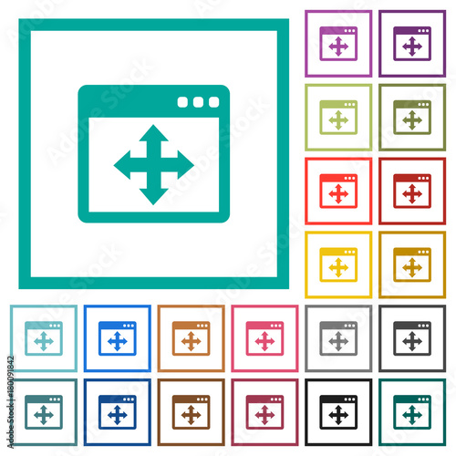Move window flat color icons with quadrant frames