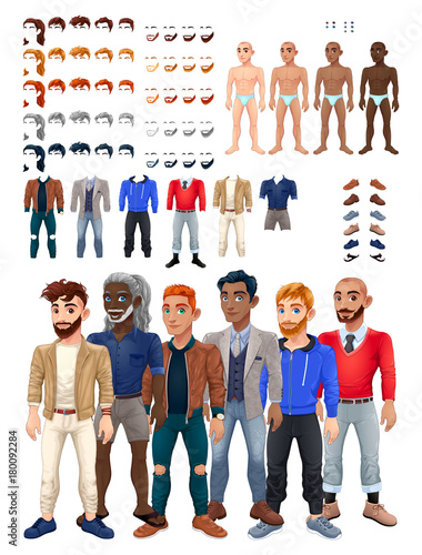 Dresses and hairstyles game with male avatar