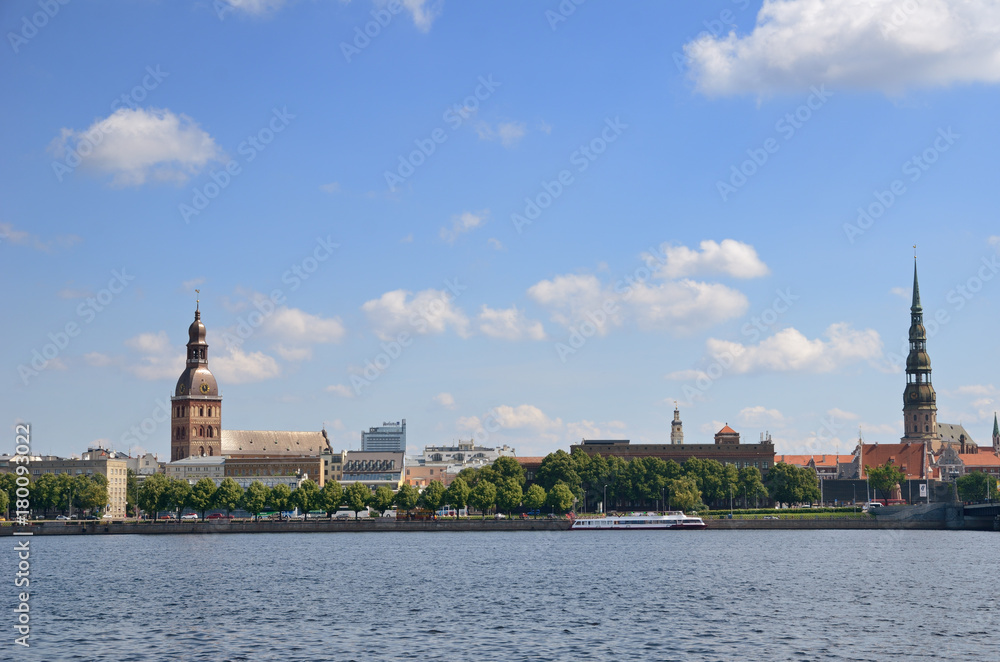 Daugava's embankment of the Latvian city Riga