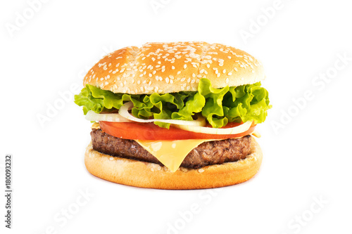 Hamburger sous fond blanc photo