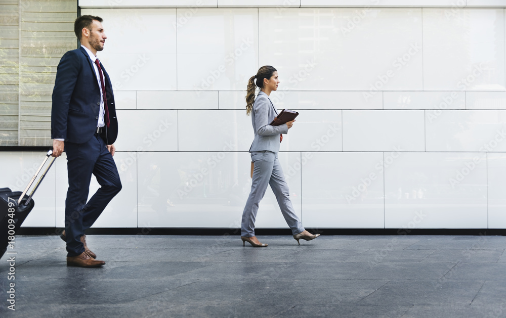 Caucasian man and woman colleagues business shoot Caucasian man and woman colleagues business shoot