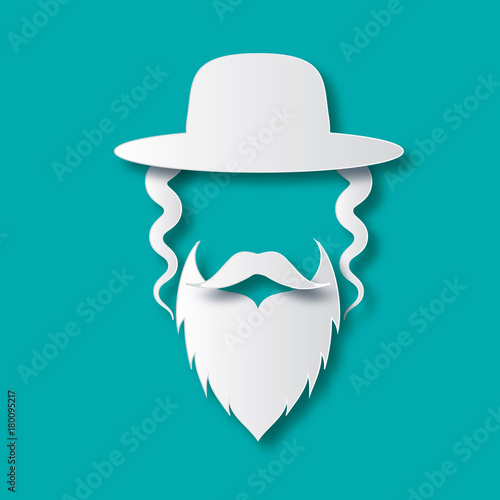 Set of different standing arab and jewish men in the traditional clothing isolated on white background in flat style. Differences Israelis and muslims in the national dress. Vector illustration.