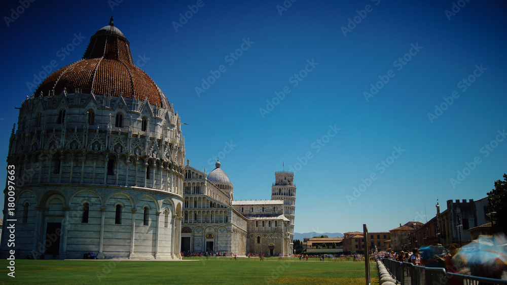 The basilica, baptistery and the Leaning Tower of Pisa,Italy