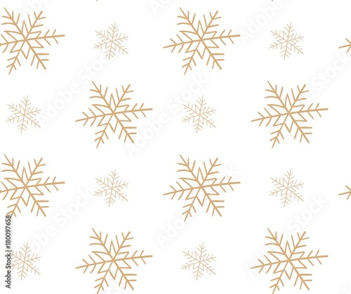 Hand drawn vector abstract fun Merry Christmas time cartoon illustration simple seamless pattern with snowflakes isolated on white background