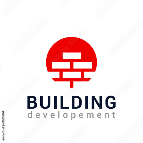 Vector logo template for real estate or building company. Illustration of brick wall. EPS10. Icon concept. Architecture.