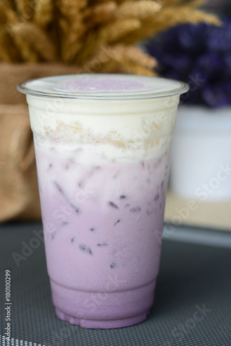 Iced Taro milk topping with cream cheese