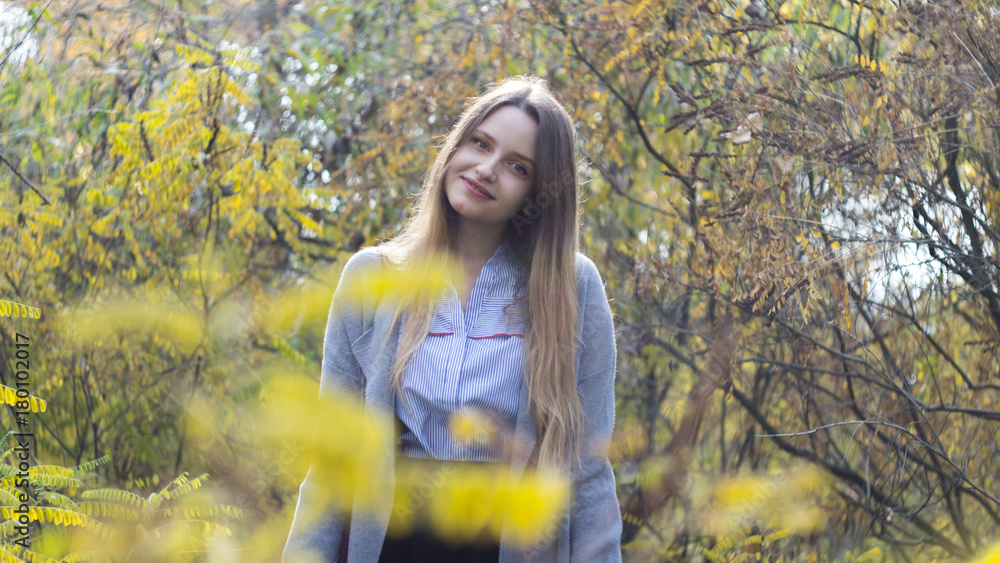 beautiful girl in forest autunm beautiful girl in forest autunm
