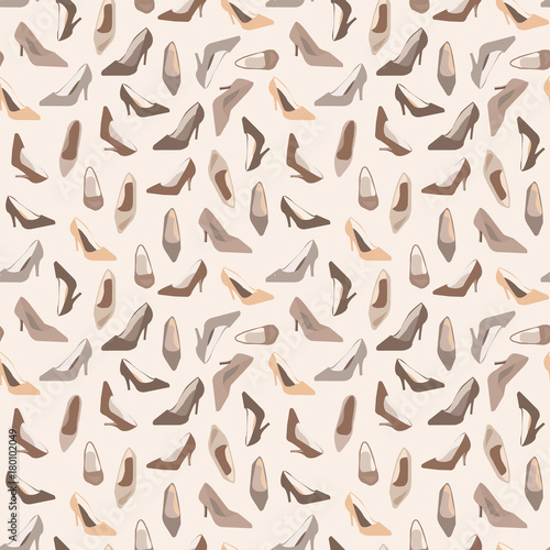 Seamless pattern with ladies shoes