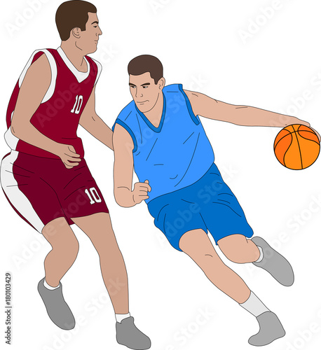 basketball players illustration - vector