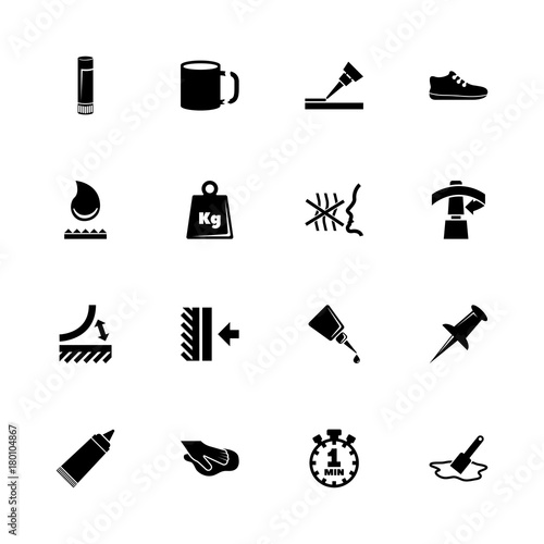 Glue - Expand to any size - Change to any colour. Flat Vector Icons - Black Illustration on White Background.