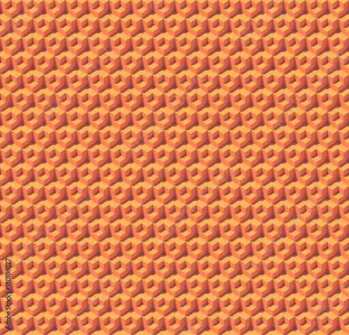 Abstract orange cubes. Seamless pattern background. 3d rendering