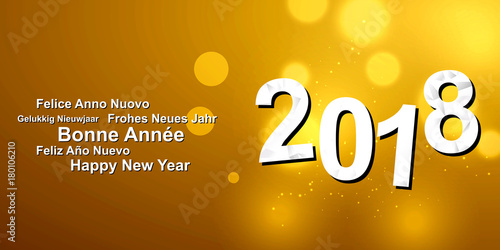 Carte de vœux 2018 diamant or - Wishes New Year 2018 golden
