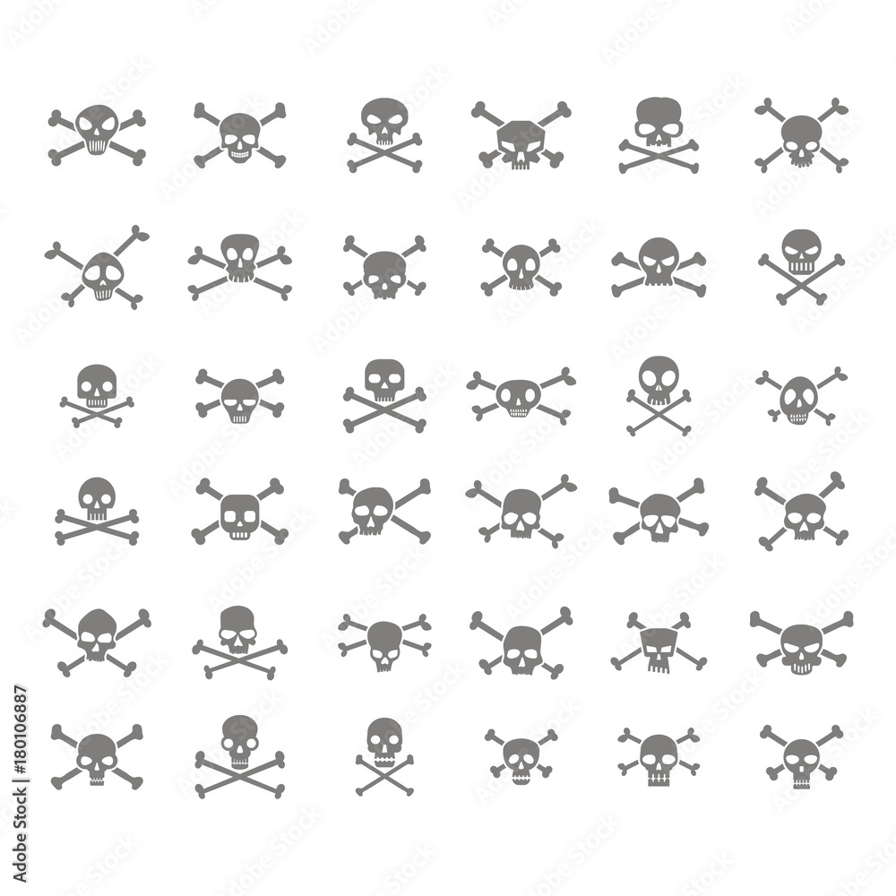 Fototapeta premium set of monochrome icons with skulls for your design