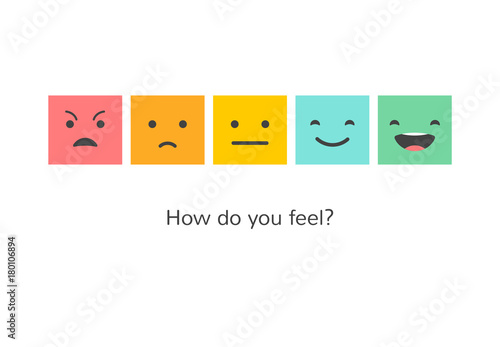 Feedback concept design, emoticon, emoji and smile, emotions scale 