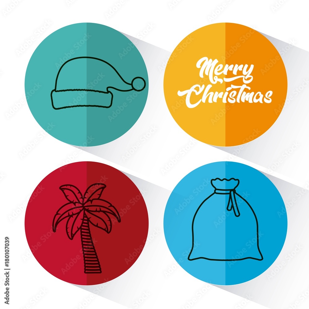 christmas vacations related icons over colorful circles and white background vector illustration