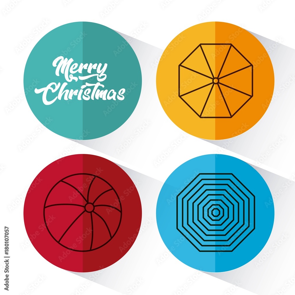 christmas vacations related icons over colorful circles and white background vector illustration