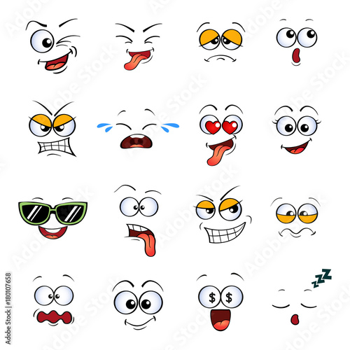 Cartoon emoji. Cute emoticons