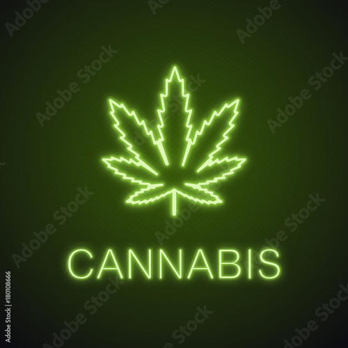 Marijuana leaf neon light icon
