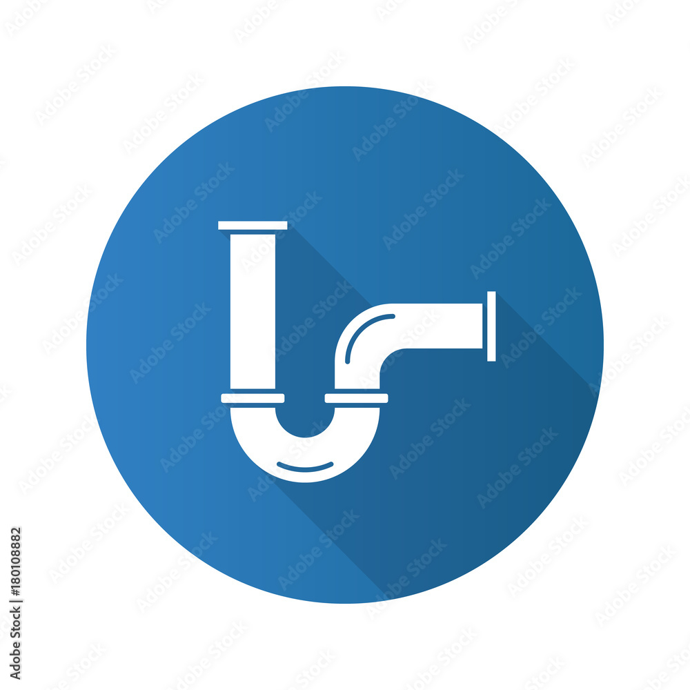 Pipe flat design long shadow glyph icon Pipe flat design long shadow glyph icon