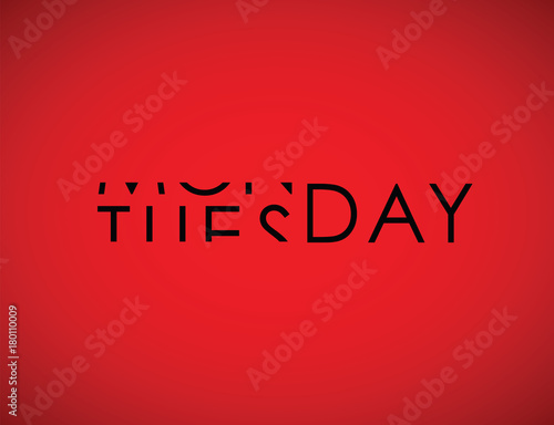 monday to tuesday turning text