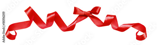 Festive red silk ribbon bow