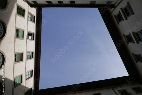 Blue sky in Urban Frame with copy space