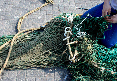 Nets in the harbor photo