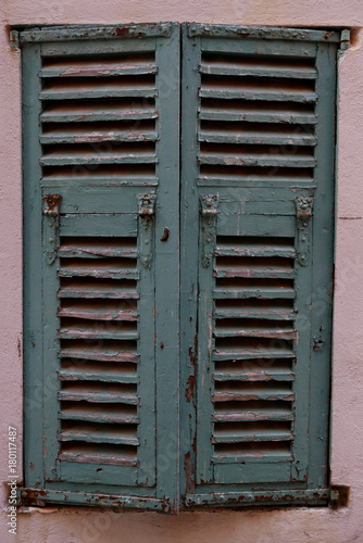 Closed Green Blue Shutters