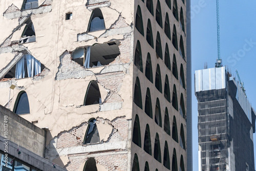 Mexico City damaged building after 2017 earthquake