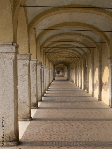 capuchin s loggia in Comacchio in the province of Ferrara  Italy. Prospective view of the long portico in masonry