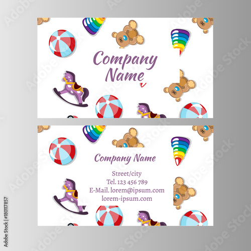 Kids store, baby shop business card template.