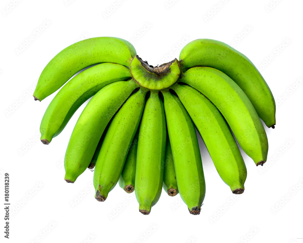 raw green banana isolated