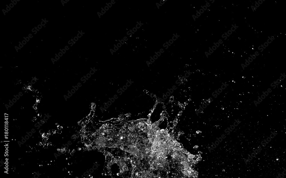 water Splash isolated On black Background
