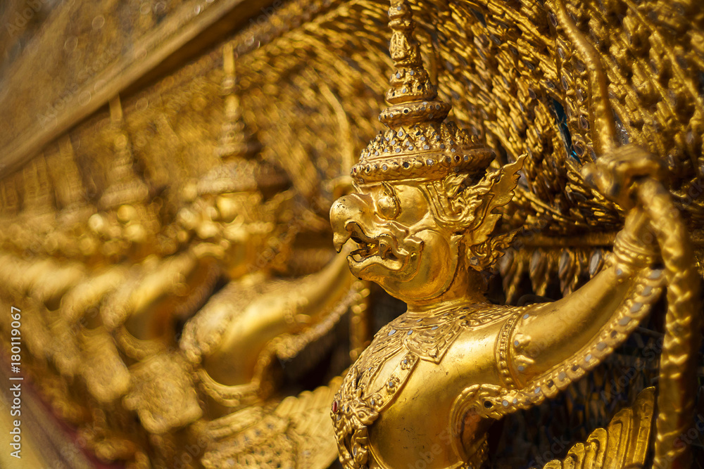 Golden Garuda in Wat Phra Kaew Grand Palace of Thailand.