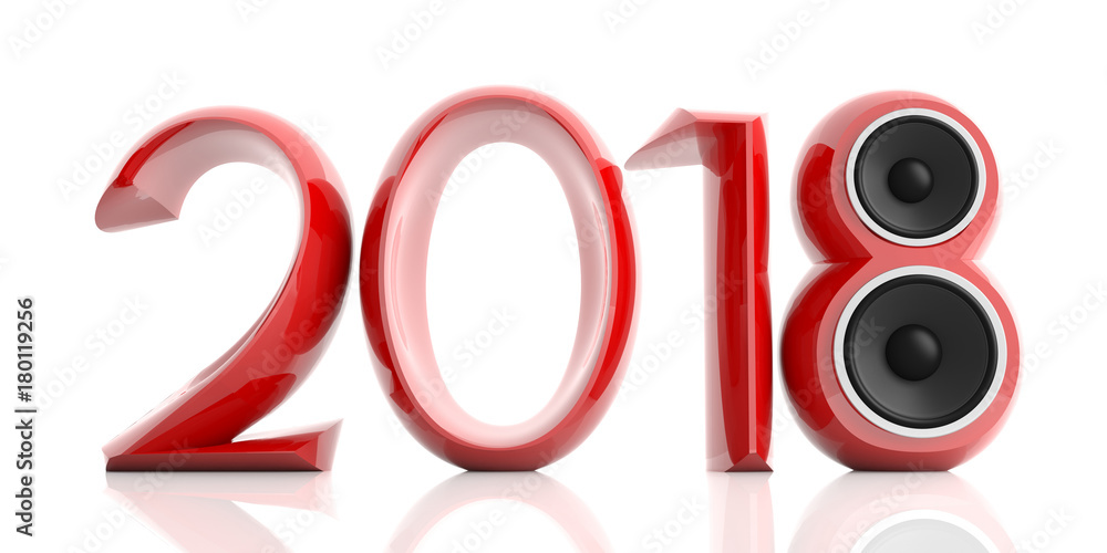 Red 2018 with two speakers isolated on white background. 3d illustration Red 2018 with two speakers isolated on white background. 3d illustration